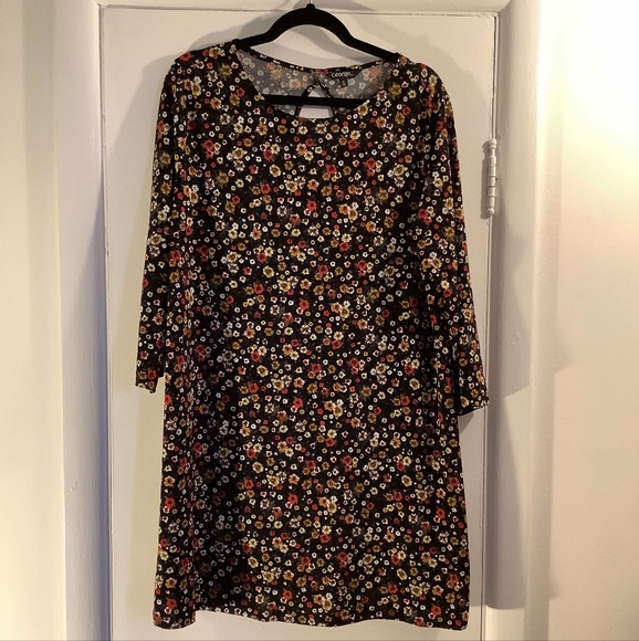 XL dress black flower patern fall outfit - Picture 2 of 6
